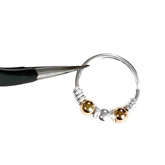 Tri-Colored Nose Ring Cartilage Helix Hoop Earring - Picture 3 of 15